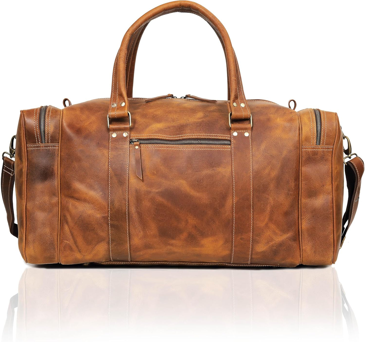 Leather Duffel Bag for Men and Women, Full Grain Travel Duffel Bag, Sports Duffel Bag Men, Overnight Weekender Bag Carry on Cabin Bag Luggage Bag Handmade Leather Duffle 24 inches