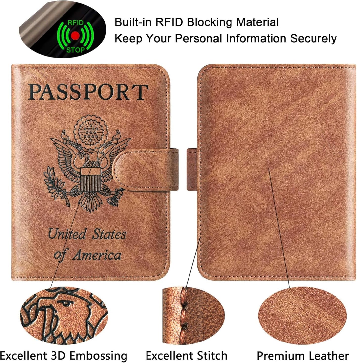Passport Holder Cover Wallet Travel Essentials Leather Rfid Blocking Case Vacation Luggage Must
