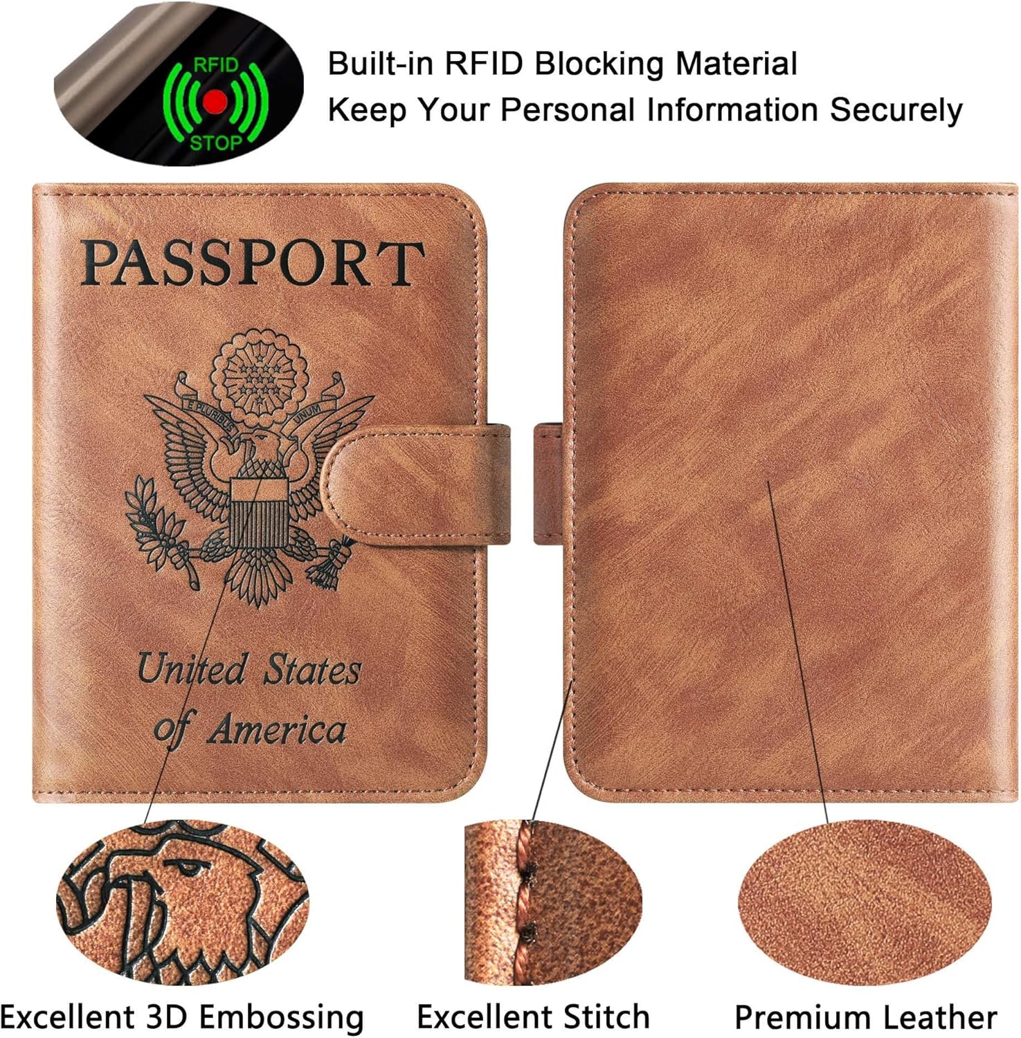 Passport Holder Cover Wallet Travel Essentials Leather Rfid Blocking Case Vacation Luggage Must