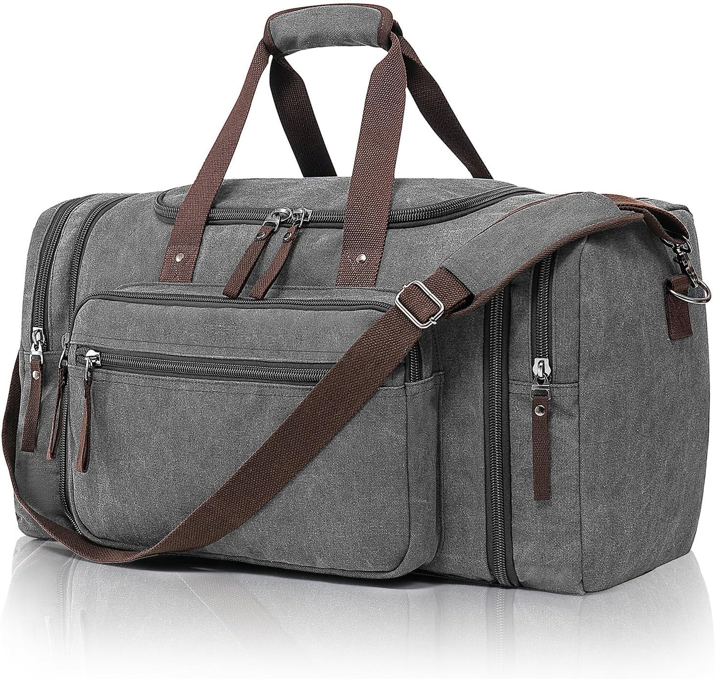 Canvas Expandable Duffle Bag for Men Traveling, Luggage Travel Bag Weekender Overnight Bag,Mens Gym