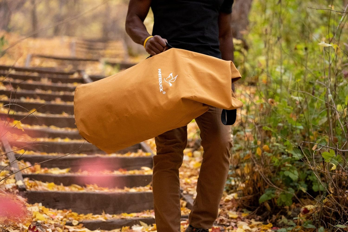 WHITEDUCK Top Load Canvas Folding Duffel Bag, Water Resistant Army Style Shoulder Bag for Men and Women- Gym, Sports, Travel, Hiking, Camping, Backpacking (Small 21" x 36",Tan)