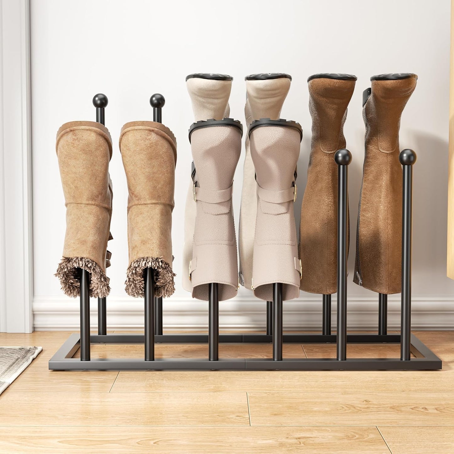 pickpiff Free Standing Shoe Racks - Black Metal Boot Rack for Dorm Room, Closet, Entryway, Bedroom, Patio Outdoor, Hallway, Black, Shoe Storage Fit for 6 Pairs