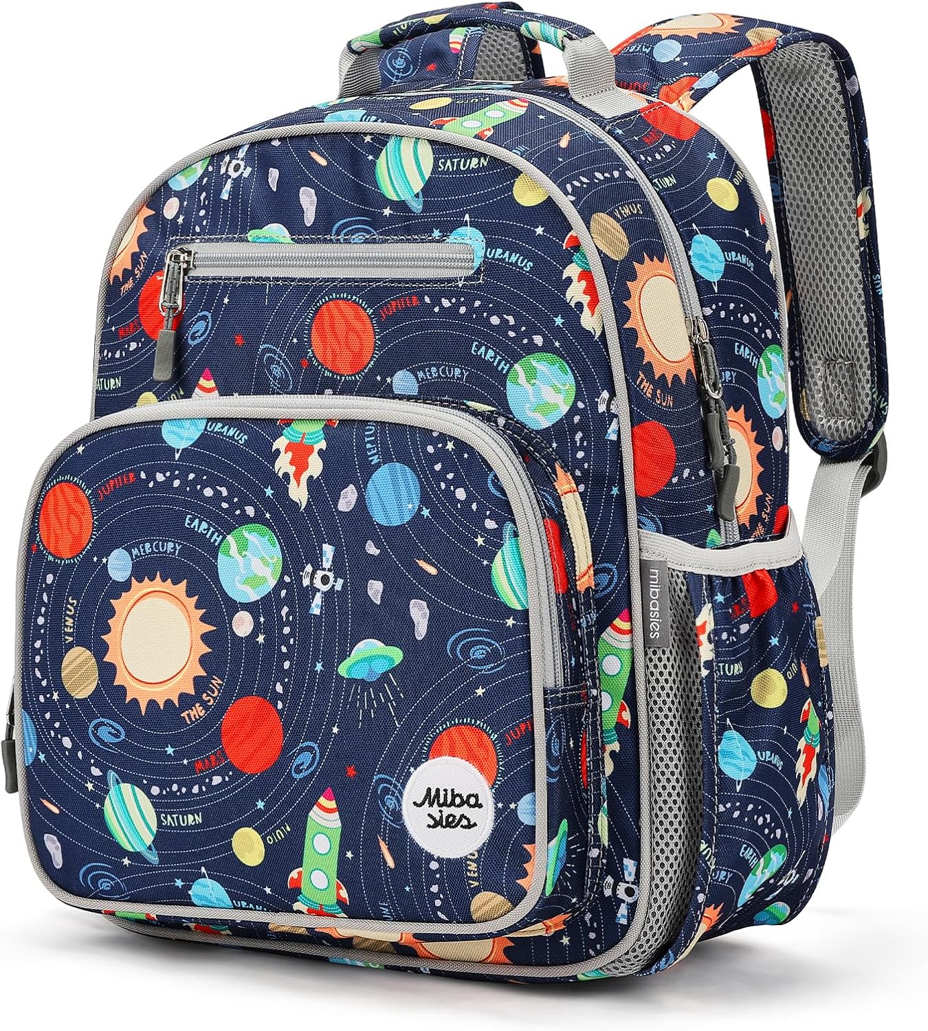 mibasies Boys Backpack 5-8: Lightweight Kids Backpacks Boys - Boy Bookbag for Elementary School - Galaxy LightGray