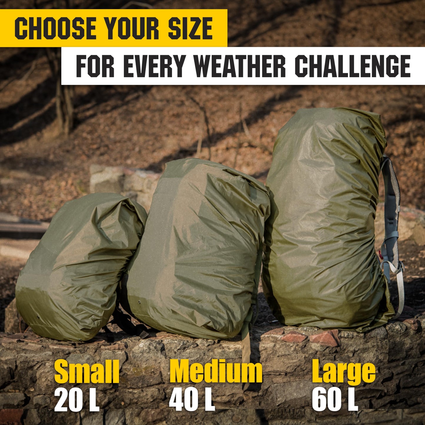 M-Tac Backpack Rain Cover Waterproof - Bag Rain Cover 50-60L - for Hiking Travel Camping Military