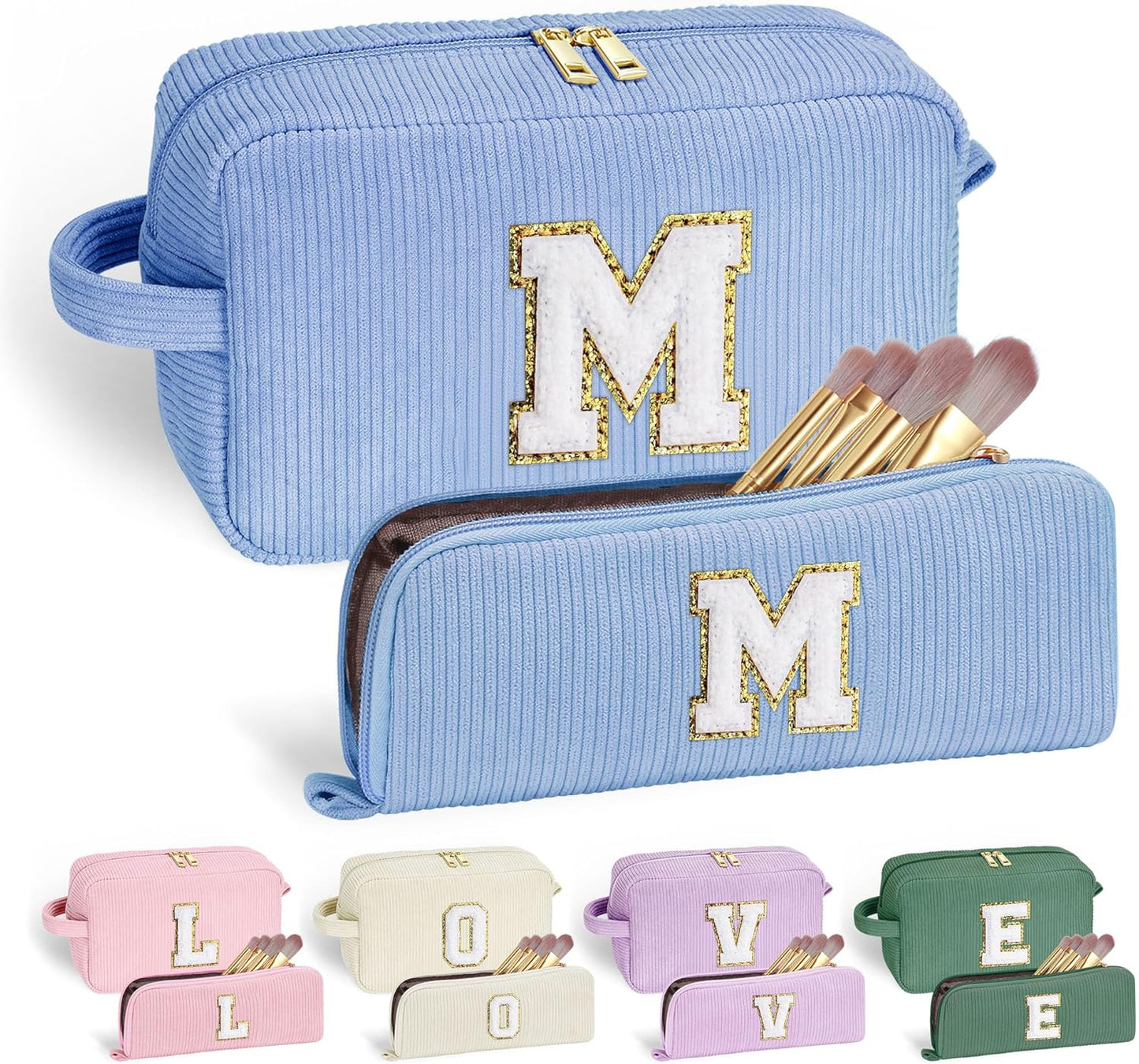 YOOLIFE Initial Travel Makeup Bag Cosmetic Bag - Teen Girl Gifts Trendy Stuff Friend Birthday Gifts for Women Teen Girl Kids