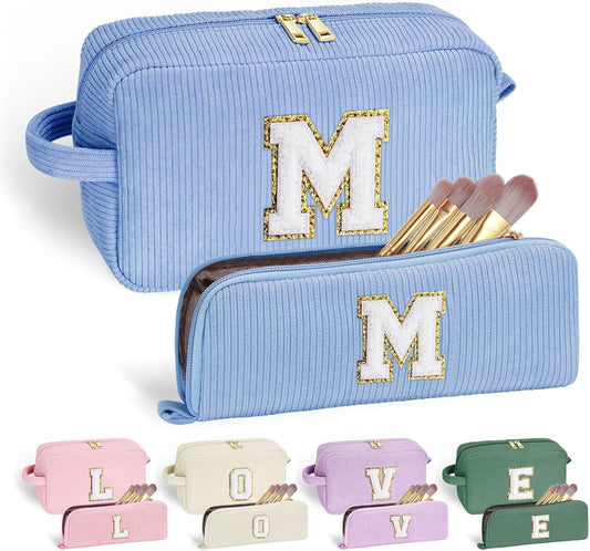 YOOLIFE Initial Travel Makeup Bag Cosmetic Bag - Teen Girl Gifts Trendy Stuff Friend Birthday Gifts for Women Teen Girl Kids