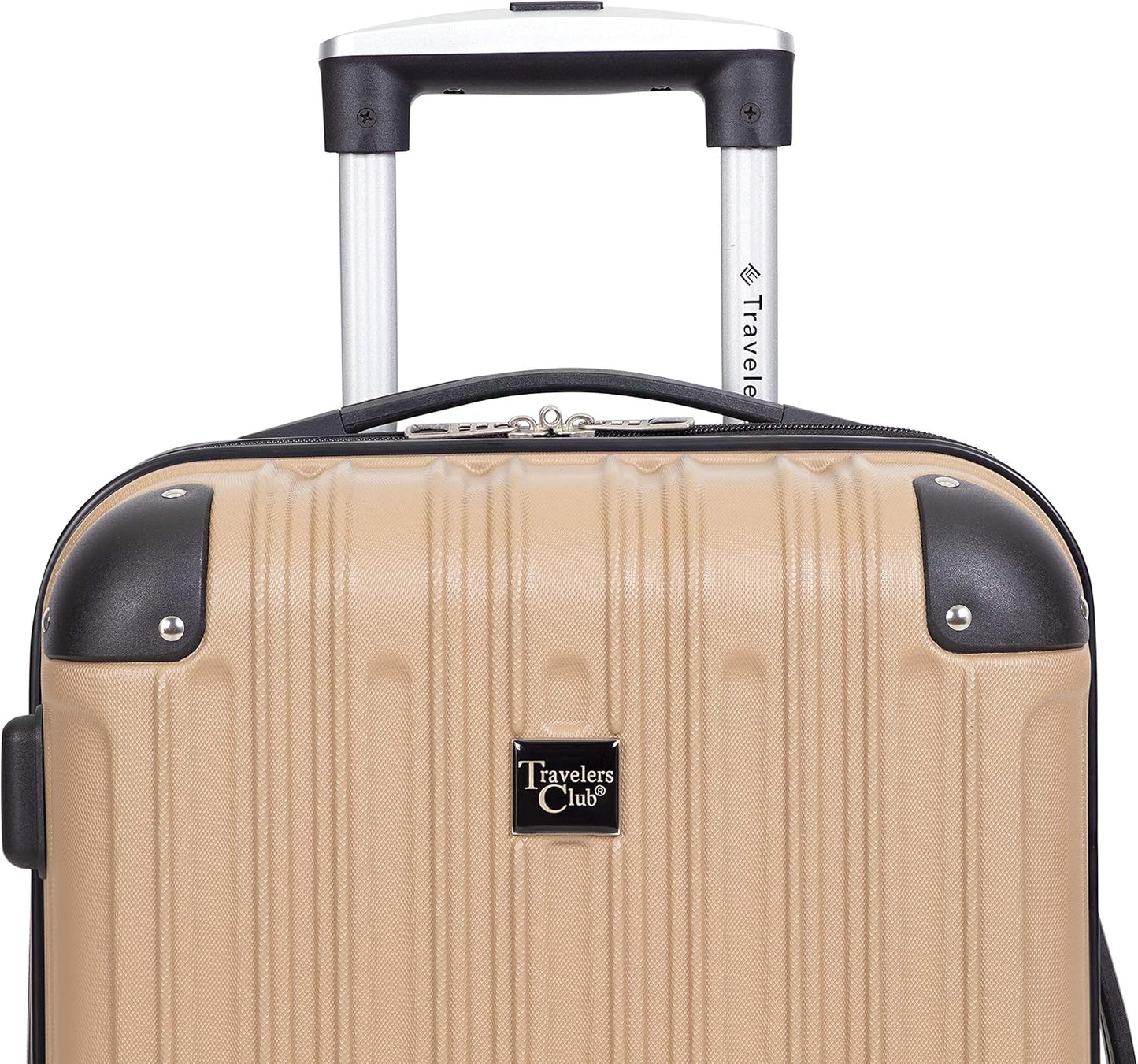 Travelers Club Midtown Hardside Luggage Travel, Tan, 4-Piece Set