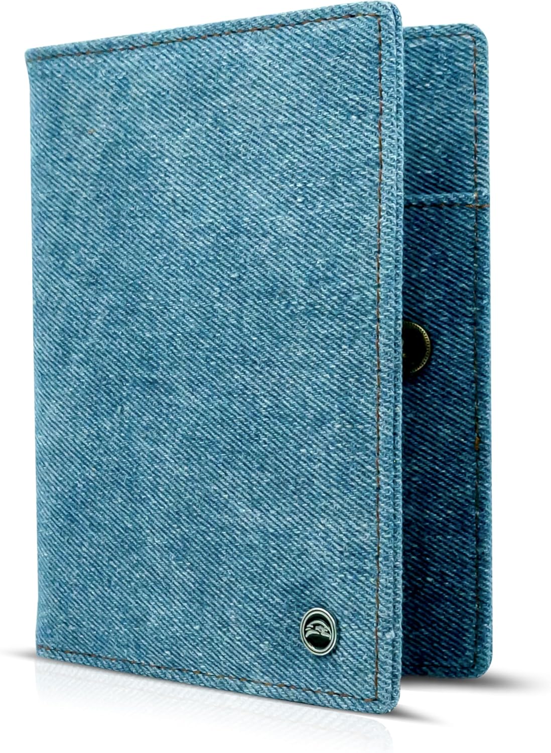 RFID Travel Passport Holder – Slim Credit Card & Document Organizer, Boarding Pass Wallet, Denim Eco Plane Essential Case Cover for Men Women (Blue Denim)