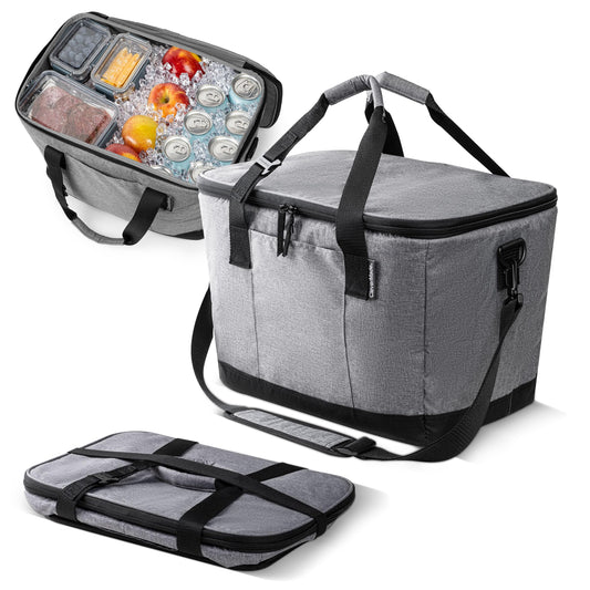 CleverMade Tahoe Collapsible Cooler Bag, Large Travel Cooler, Heather Gray