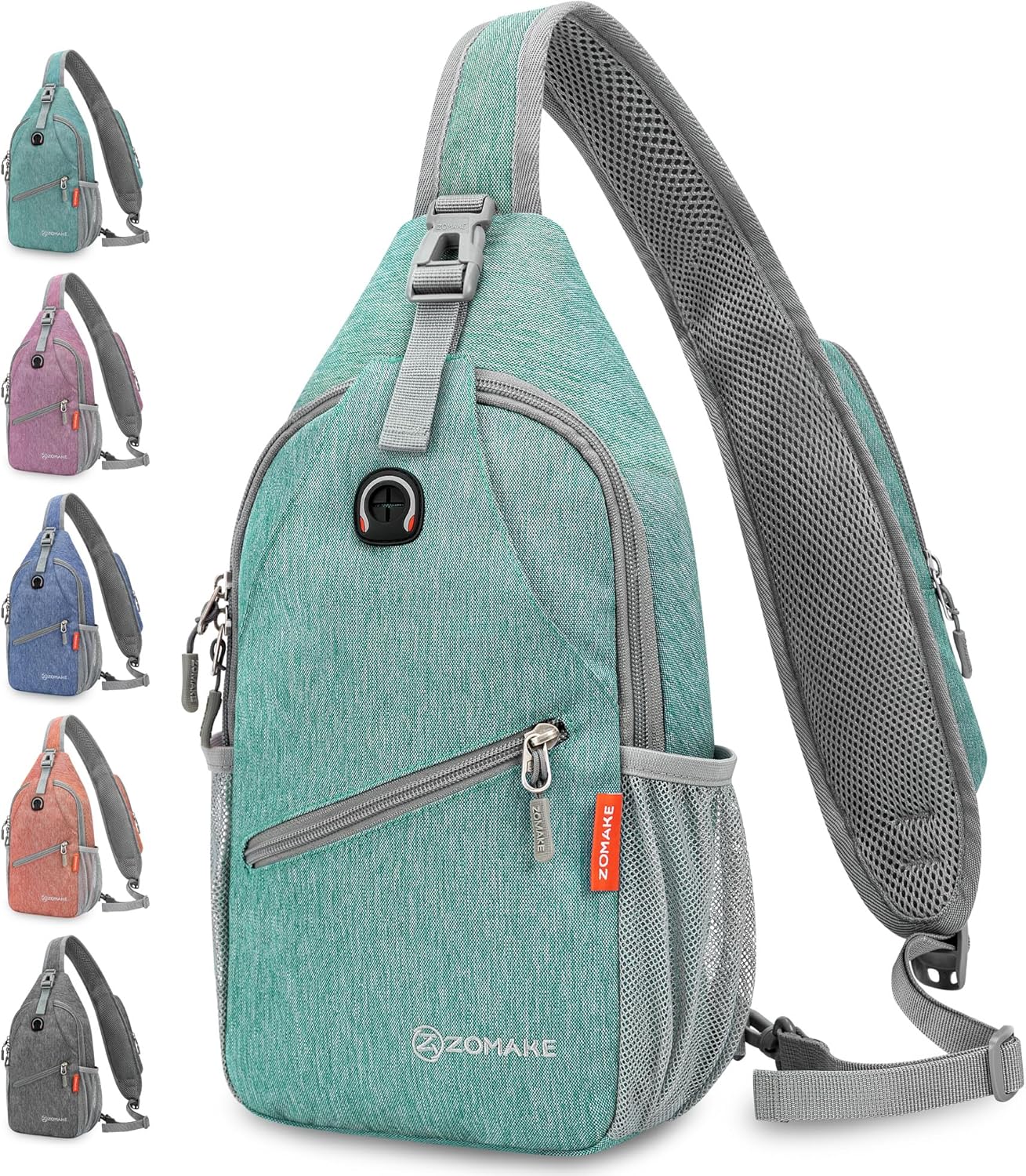ZOMAKE Sling Bag,Small Crossbody Sling Backpack,Water Resistant Shoulder Daypack for Travel,Anti Thief Chest Bag for Hiking(Turquoise)