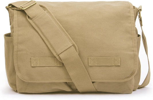 Sweetbriar Classic Vintage Messenger Bag - Original Heavyweight Cotton Canvas Shoulder Bag with Upgraded Features