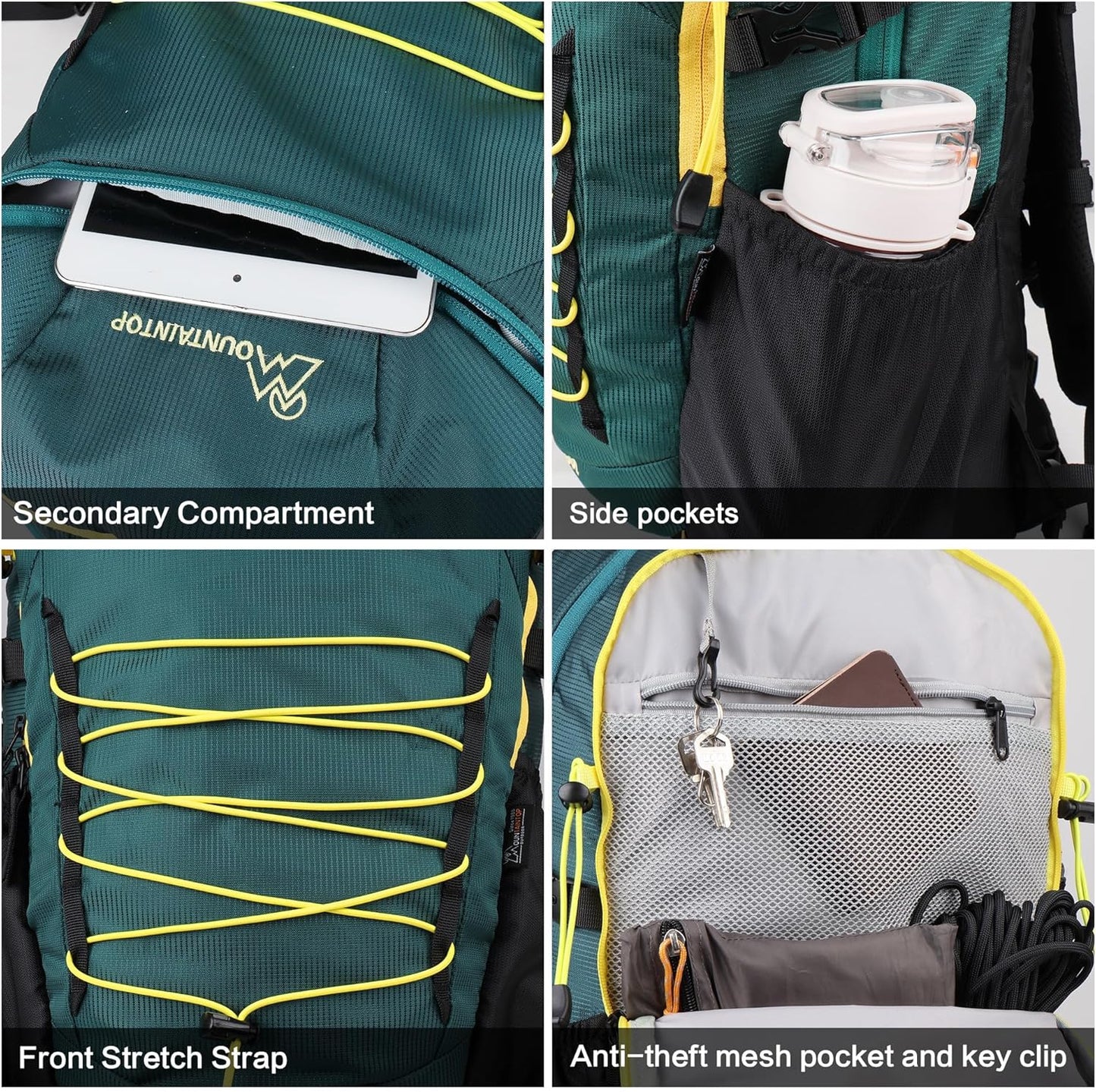 MOUNTAINTOP Hiking Backpack,30L Camping Backpack, Men Women Hiking Daypack Lightweight Travel Backpack for Climbing(Deep Green)