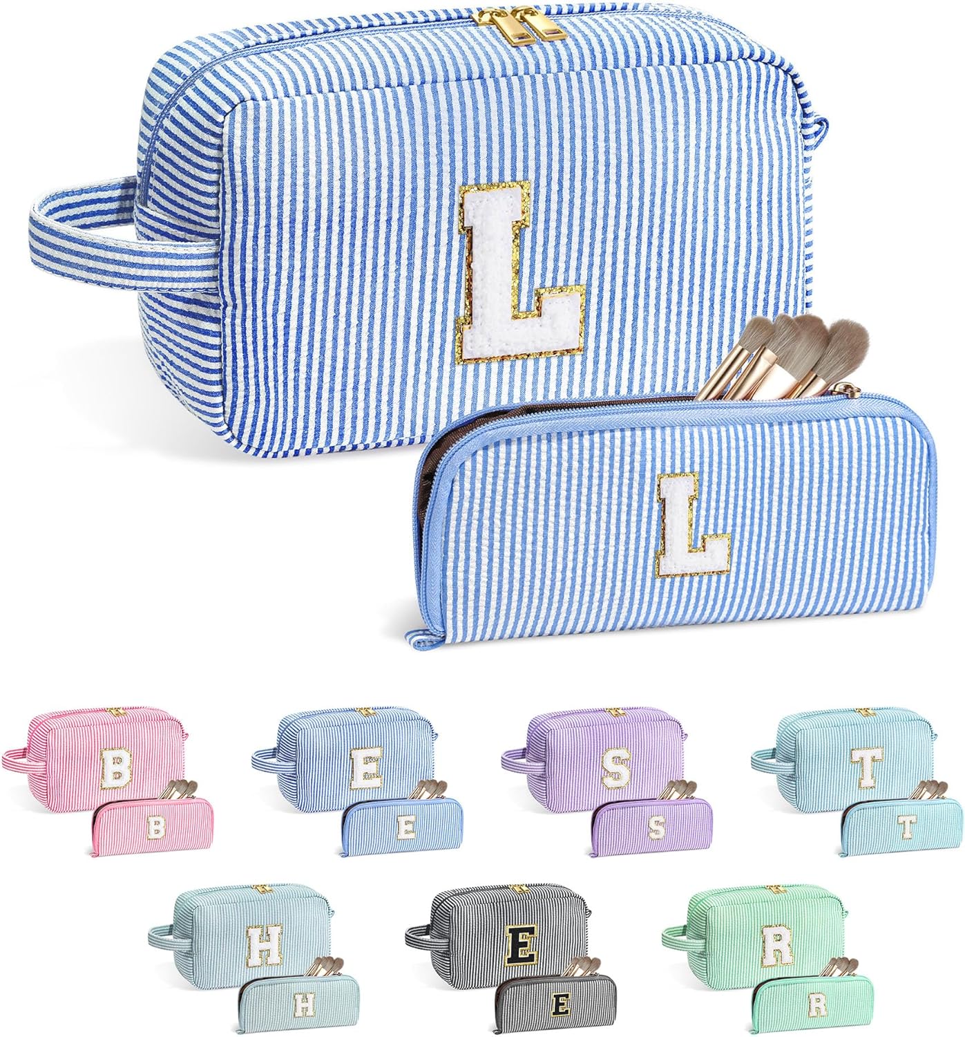 YOOLIFE Gifts for Teen Girls - Personalized Initial Makeup Bag, Birthday Gifts for Women Sister Friend Daughter Girls Kids