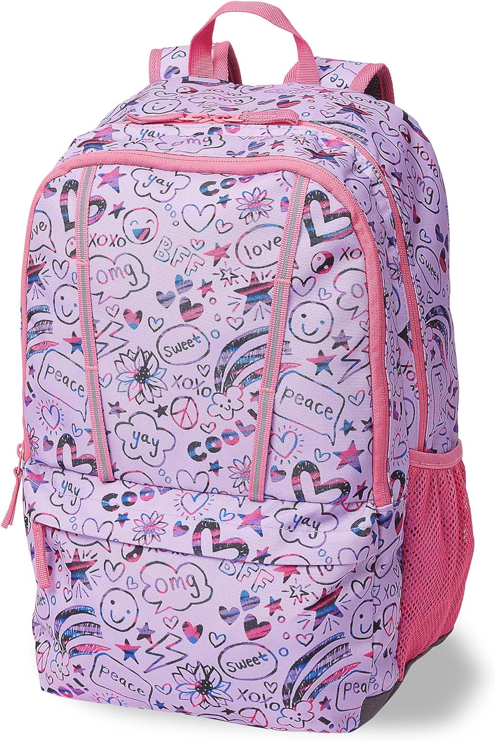 Lands' End Kids' ClassMate Backpack Fuchsia Pink Doodles Large