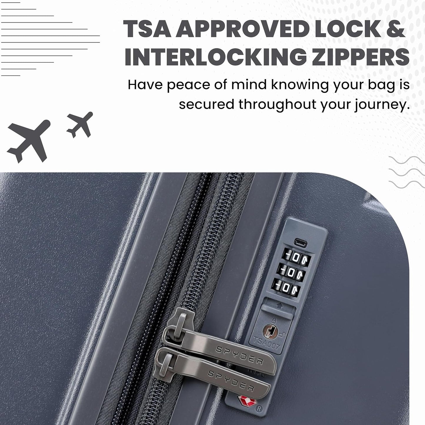 Spyder Carve 3 Piece Set with 360° Spinner Wheels, TSA Approved Lock, (20 Inch Carry On, 25 Inch Medium, 29 Inch Large) Gray