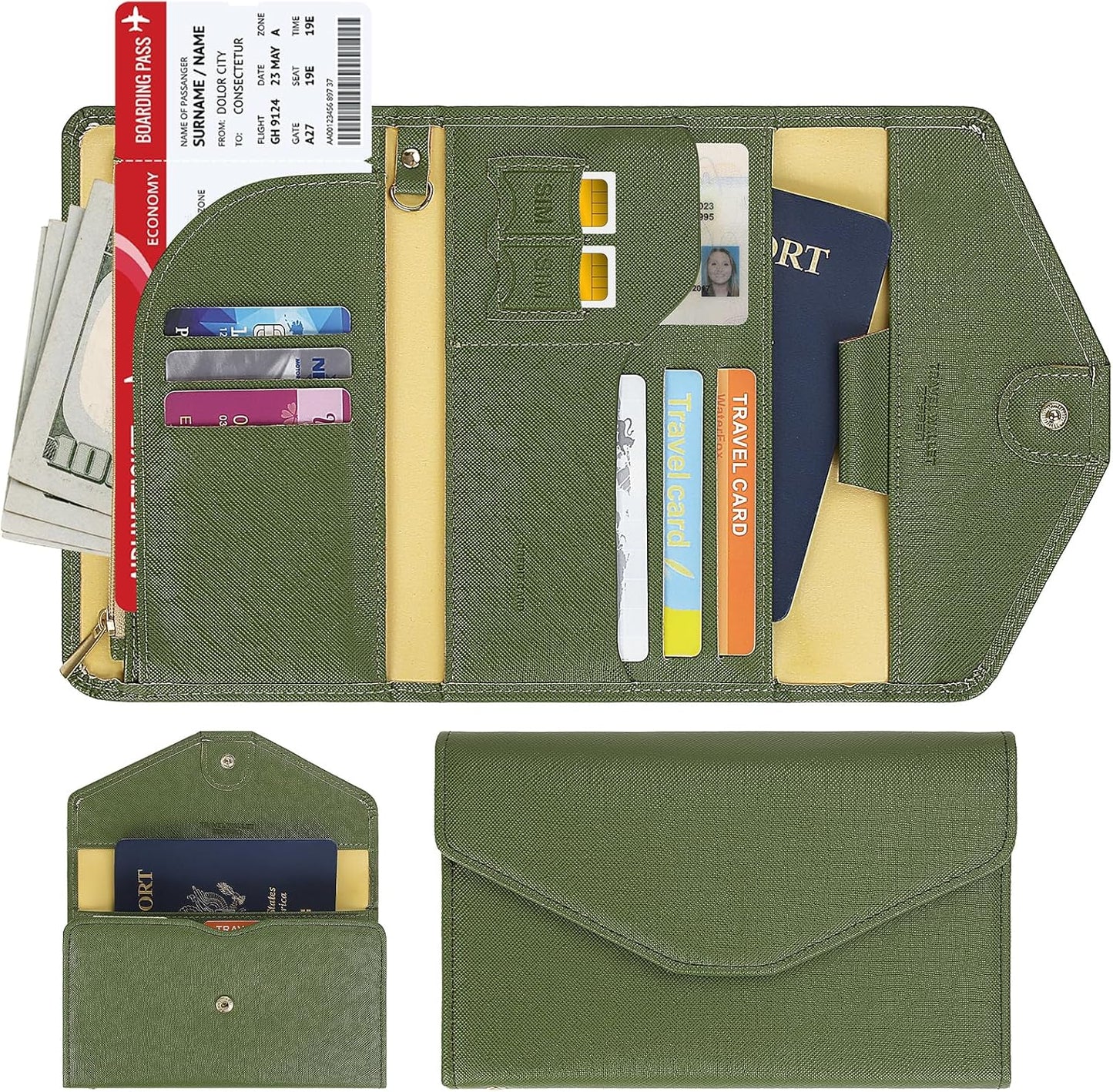 ZOPPEN Mulit-purpose Rfid Blocking Passport Holder Travel Wallet (Ver.4) Passport and Vaccine Card Holder ComboTri-fold Document Organizer Travel Essentials