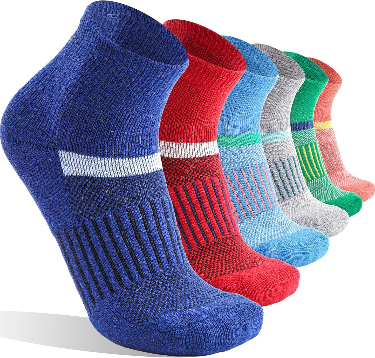 6 Pairs Merino Wool Ankle Running Hiking Socks Compression Support Breathable Thick Cushion No Show