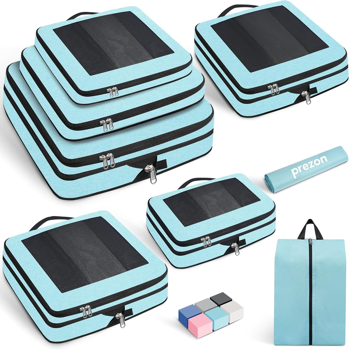 8 Set/6 Set/4 Set Compression Packing Cubes for Travel, Lightweight Vacation Travel Essentials