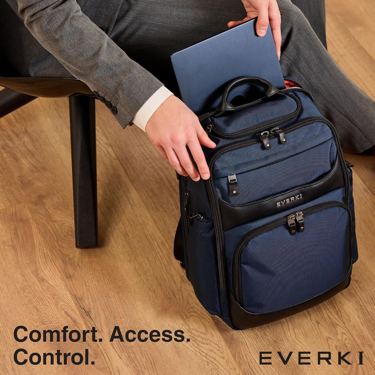 EVERKI Onyx Premium Business Executive Laptop Backpack - Ballistic Nylon and Leather Office