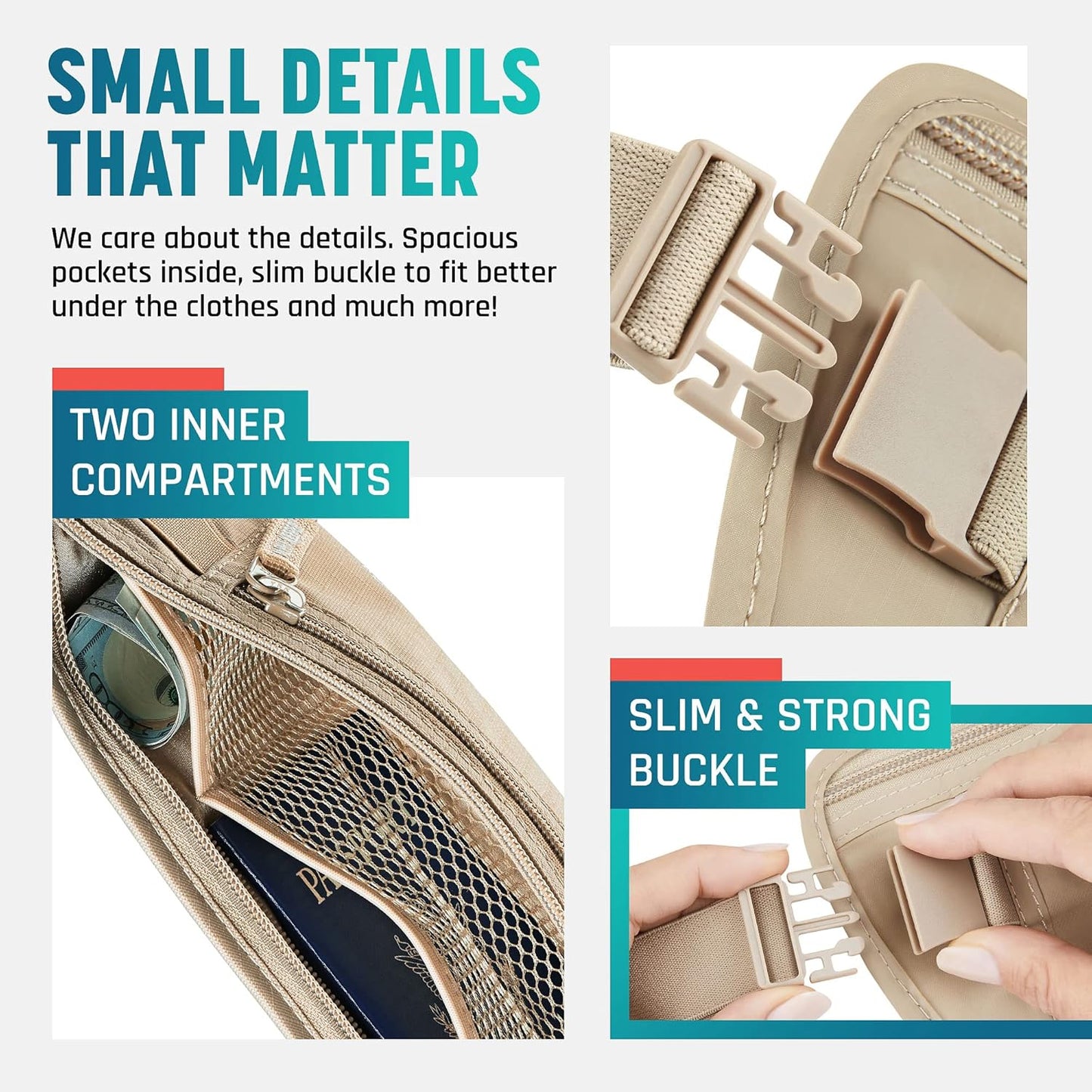 Hidden Money Belt for Travel for Men, Waist Wallet Anti Theft, RFID Passport Holder For Travel Men