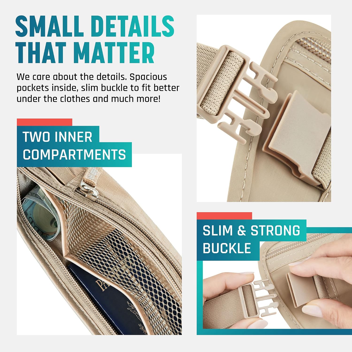 Hidden Money Belt for Travel for Men, Waist Wallet Anti Theft, RFID Passport Holder For Travel Men