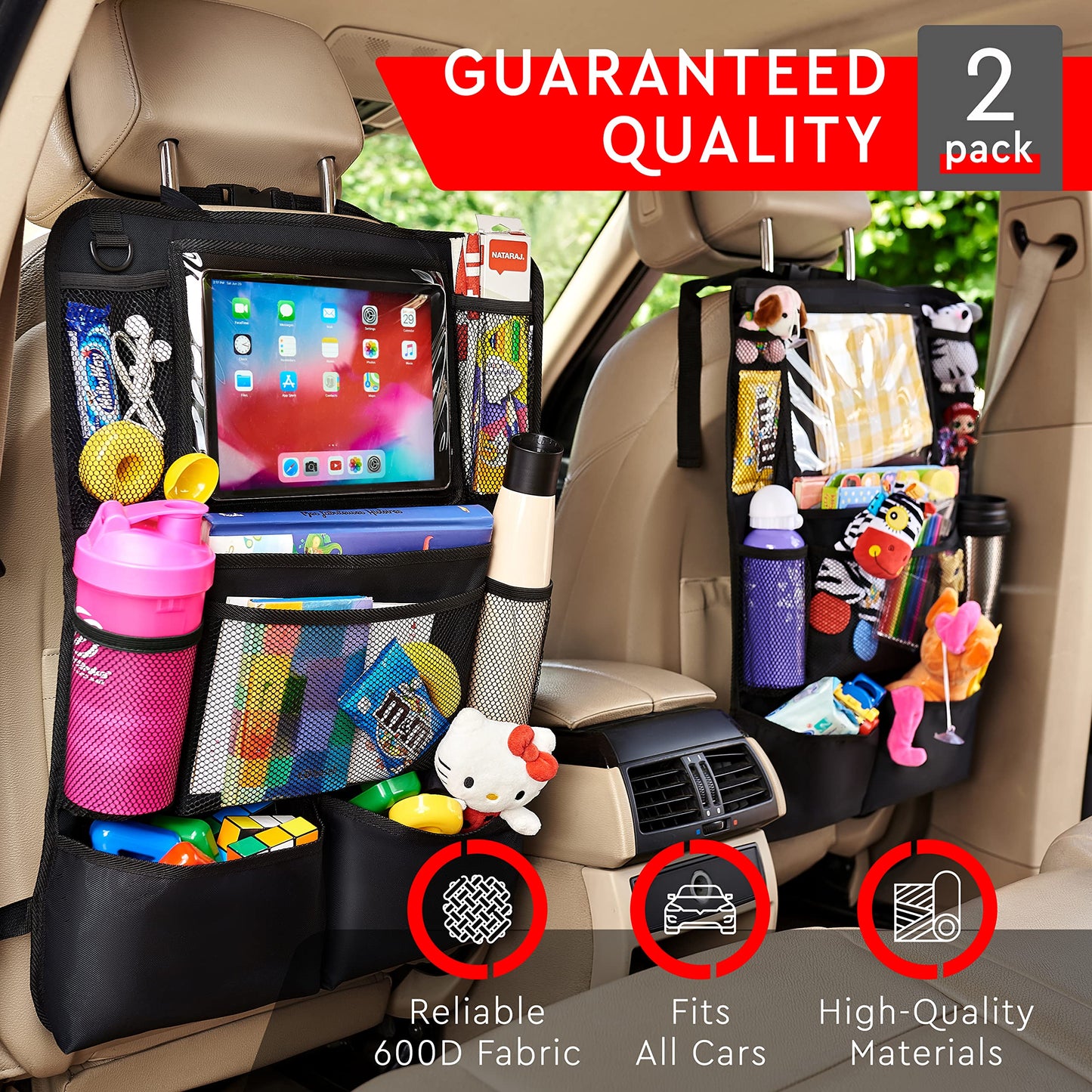 Helteko Backseat Car Organizer, Kick Mats Back Seat Protector with Touch Screen Tablet Holder, Back