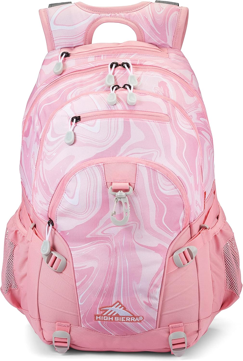 High Sierra Loop Backpack, Travel, or Work Bookbag with tablet sleeve, One Size, Pink Marble