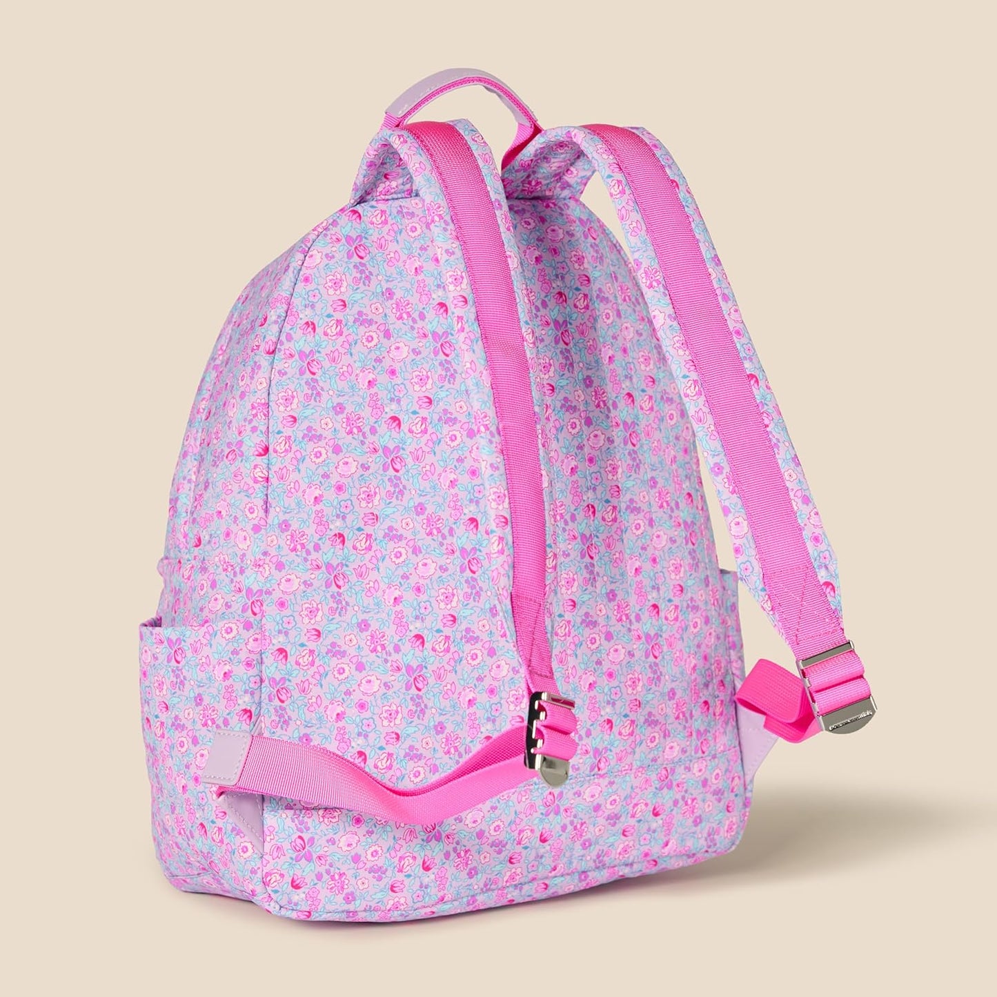Amazon Essentials Unisex Kids' Nylon School Backpack, Lilac Ditsy Floral, One Size
