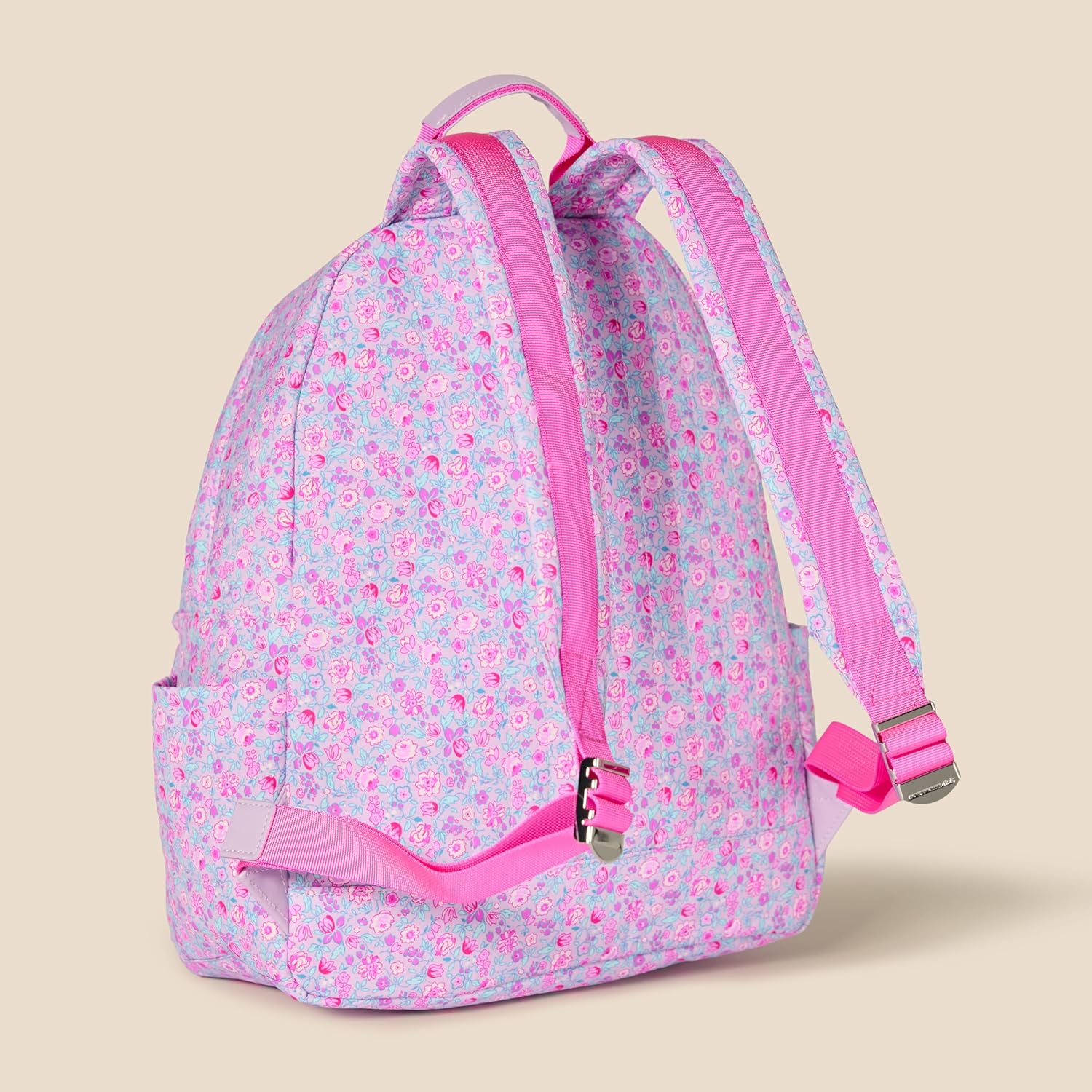 Amazon Essentials Unisex Kids' Nylon School Backpack, Lilac Ditsy Floral, One Size