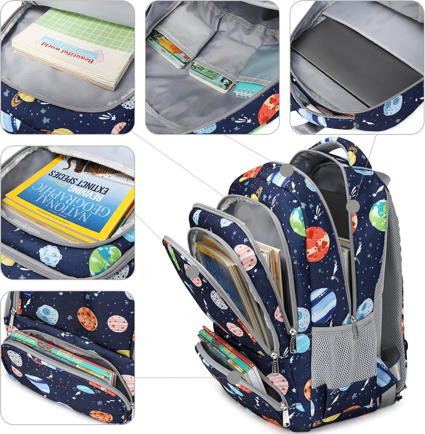 abshoo Lightweight Elementary School Backpack For Boy Kindergarten Boys Bookbag Solar System Kids School Bags (Space Planet)