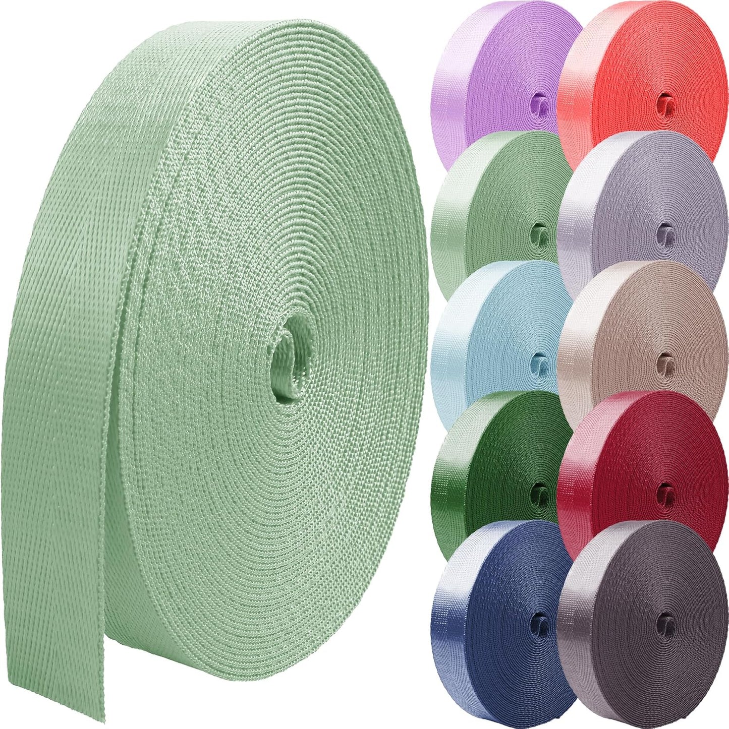 Nylon Webbing 1 inch 1.5 inch 2 inch Nylon Strap Backpack Straps Belt, 10 25 50 3.3 Yards Webbing