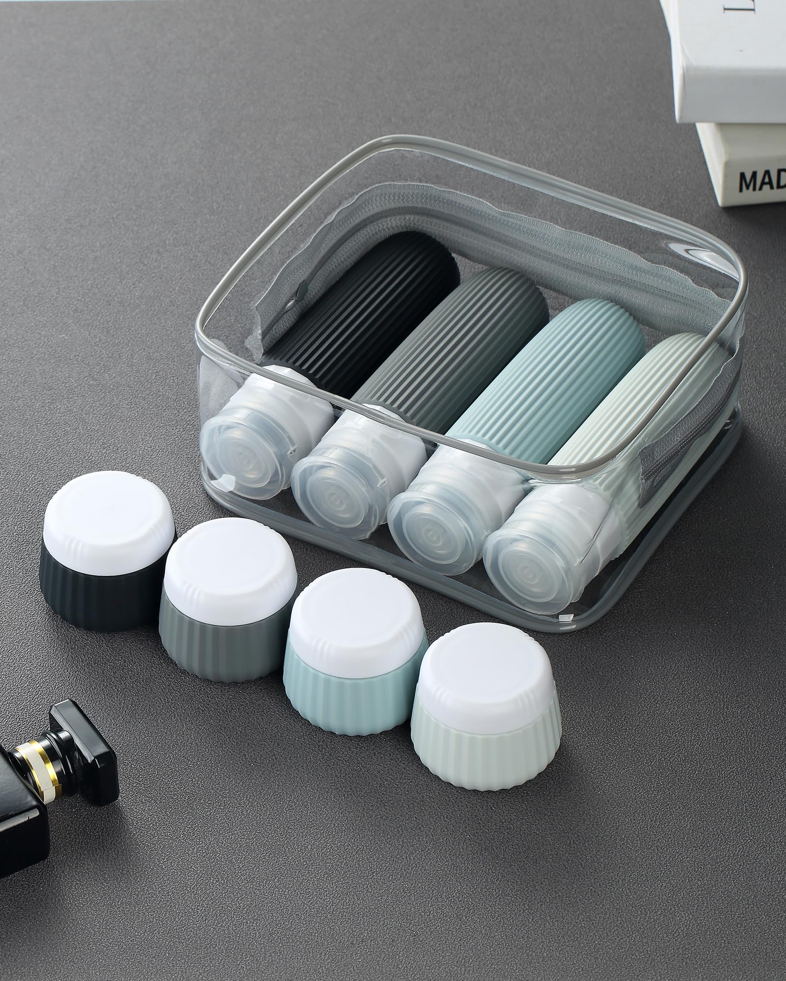 Mrsdry Travel Bottles - 8 Pack, TSA Approved Travel Size Toiletries, Leak Proof Silicone Squeezable