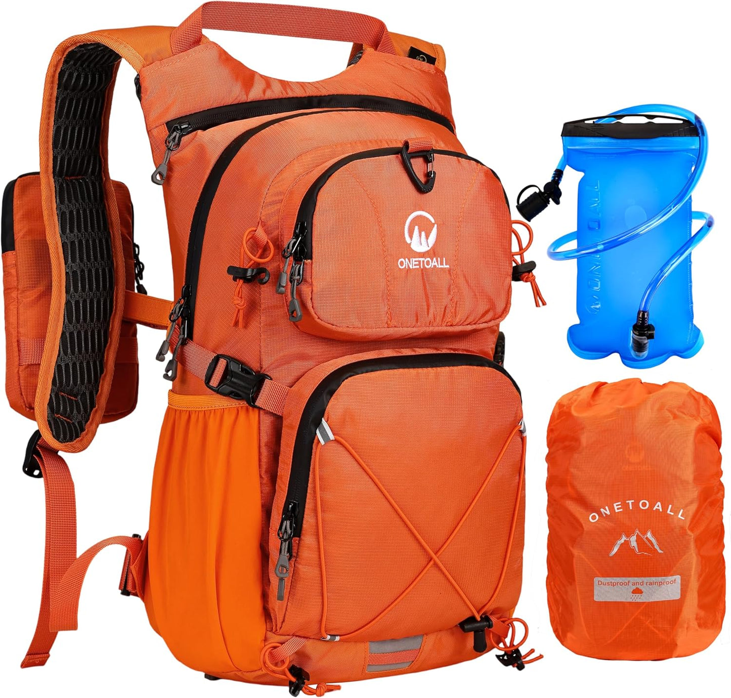 Hydration Backpack 22L, Hiking Backpack with 2L Leakproof Bladder, Sewn-in Rain Cover, Insulated Compartment for Men & Women Running, Cycling, Camping