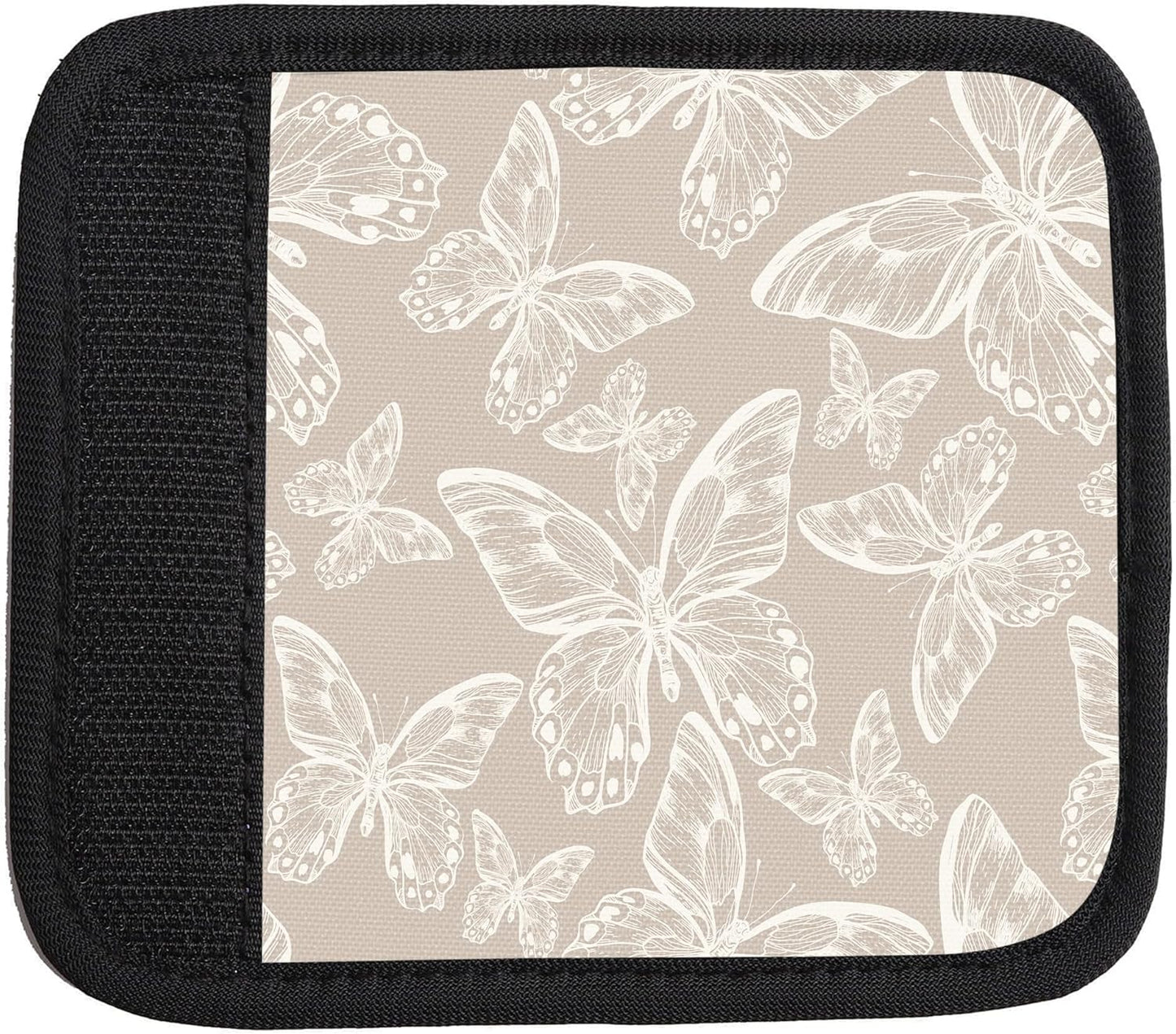 2 Pack Luggage Handle Wrap Travel Tags - Set of Luggage Tags for Suitcases, Identifiers, Marker, and Handle Covers - Cruise Accessories and Travel Gifts（Grey Butterfly