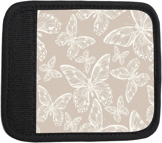 2 Pack Luggage Handle Wrap Travel Tags - Set of Luggage Tags for Suitcases, Identifiers, Marker, and Handle Covers - Cruise Accessories and Travel Gifts（Grey Butterfly