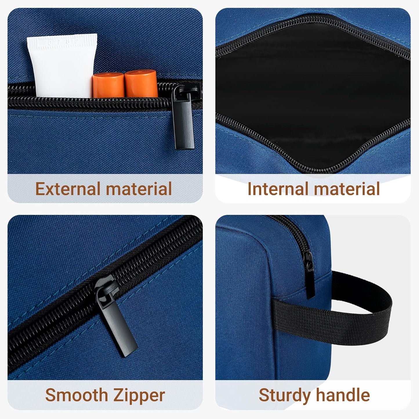 Elviros Travel Toiletry Bag for Women and Men, Lightweight Makeup Bag Hanging Dopp Kit with Shaving Compartment Cosmetic Organizer Large Tool Bag Travel Essentials, Navy Blue