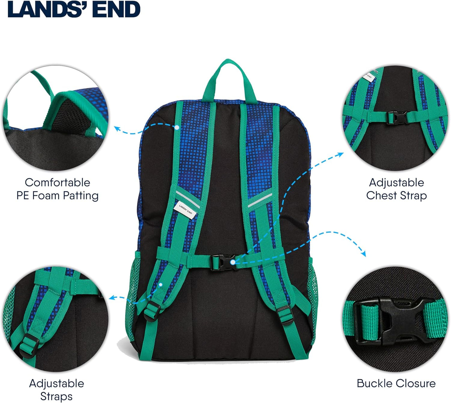 Lands' End Unisex Kids Large ClassMate Lightweight Durable Elementary School Backpack, Nicci
