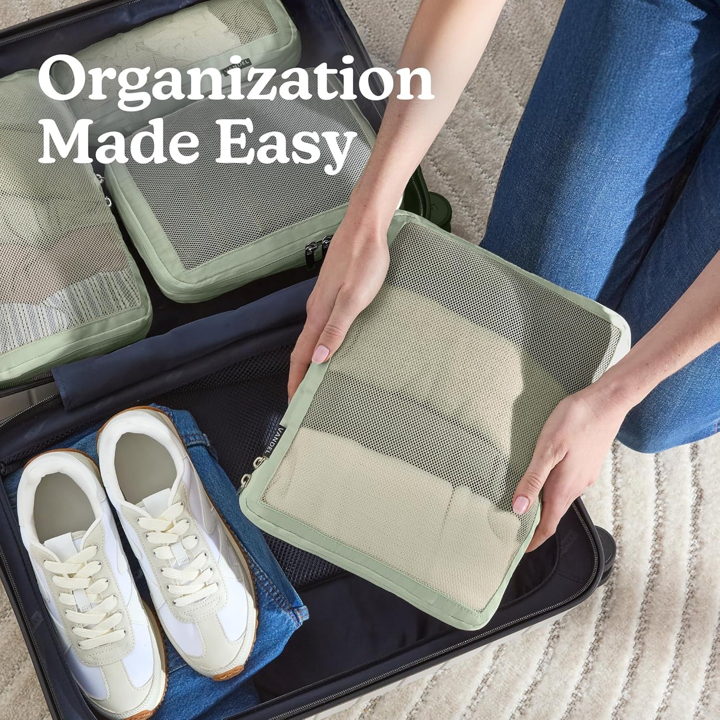 Vandel Space-Saving Compression Packing Cubes for Women, Men, Compressible Carry On Suit Case