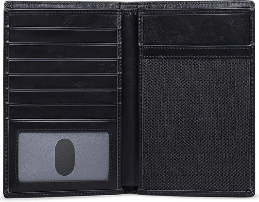 VISOUL Leather Travel Wallet with Passport Holder, Passport Cover Wallet with RFID Blocking for Men and Women-Black