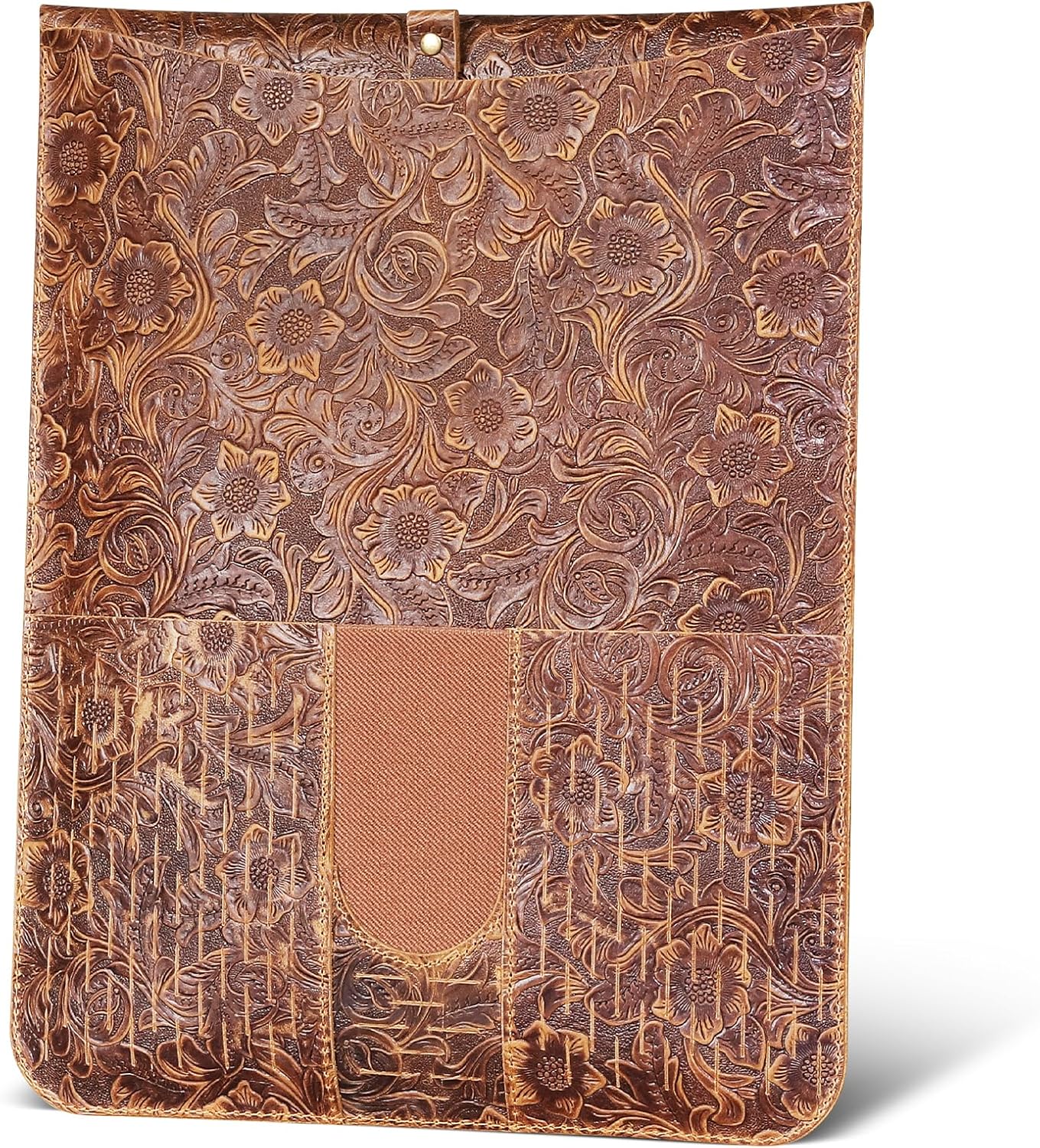 Gexmil Genuine Laptop Sleeve 16 inch, 15-15.6 Inch Laptop Cover Compatible with MacBook Pro 16 M4 M3 M2 M1, HP Acer Dell Lenovo ASUS Notebook, Computer Sleeve Bag with Pocket, Floral Brown