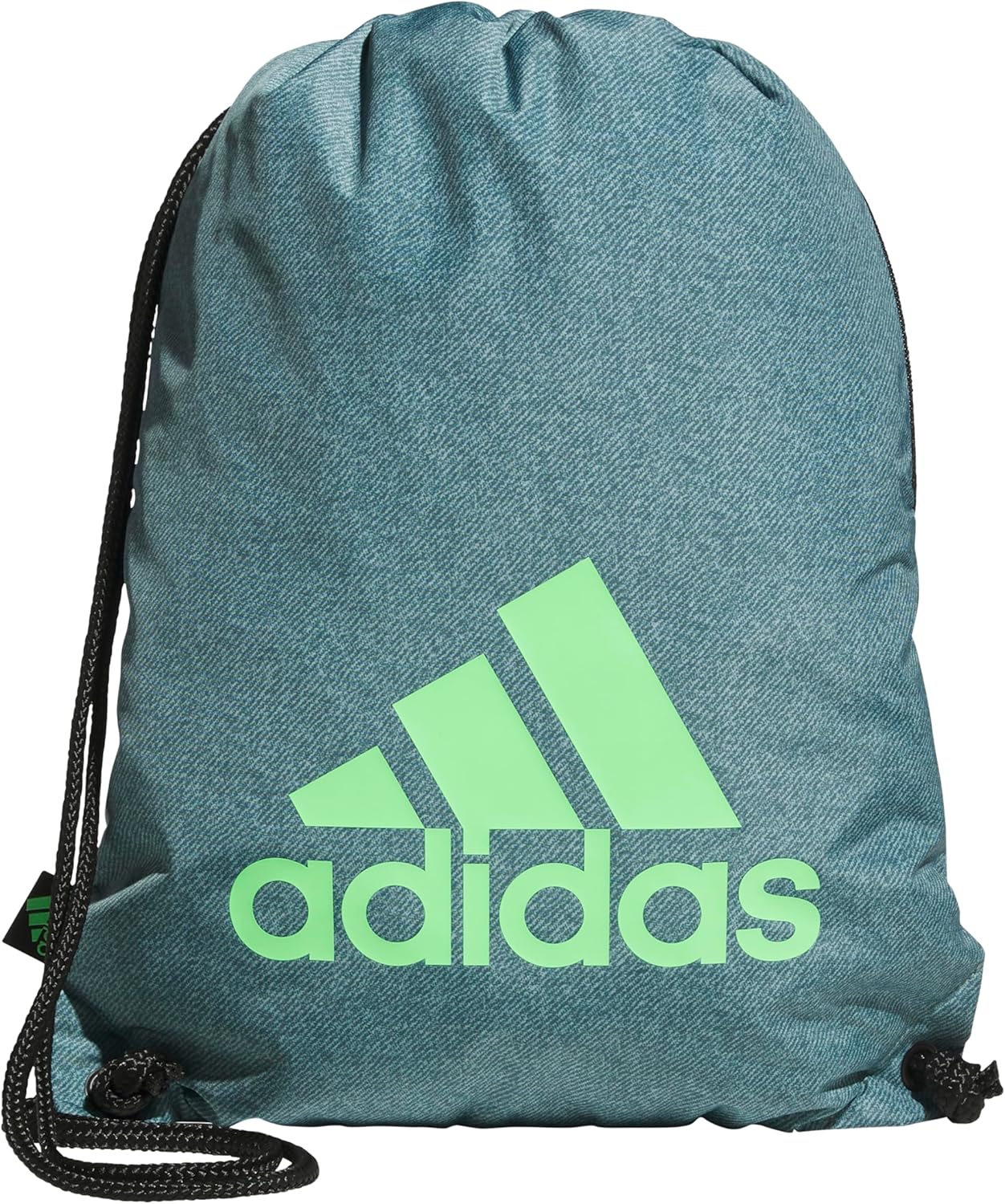 adidas Ready Sackpack – Drawstring Backpack Lightweight Small Gym Bag, Twill Preloved Teal/Lime Burst Green/1.0, One Size