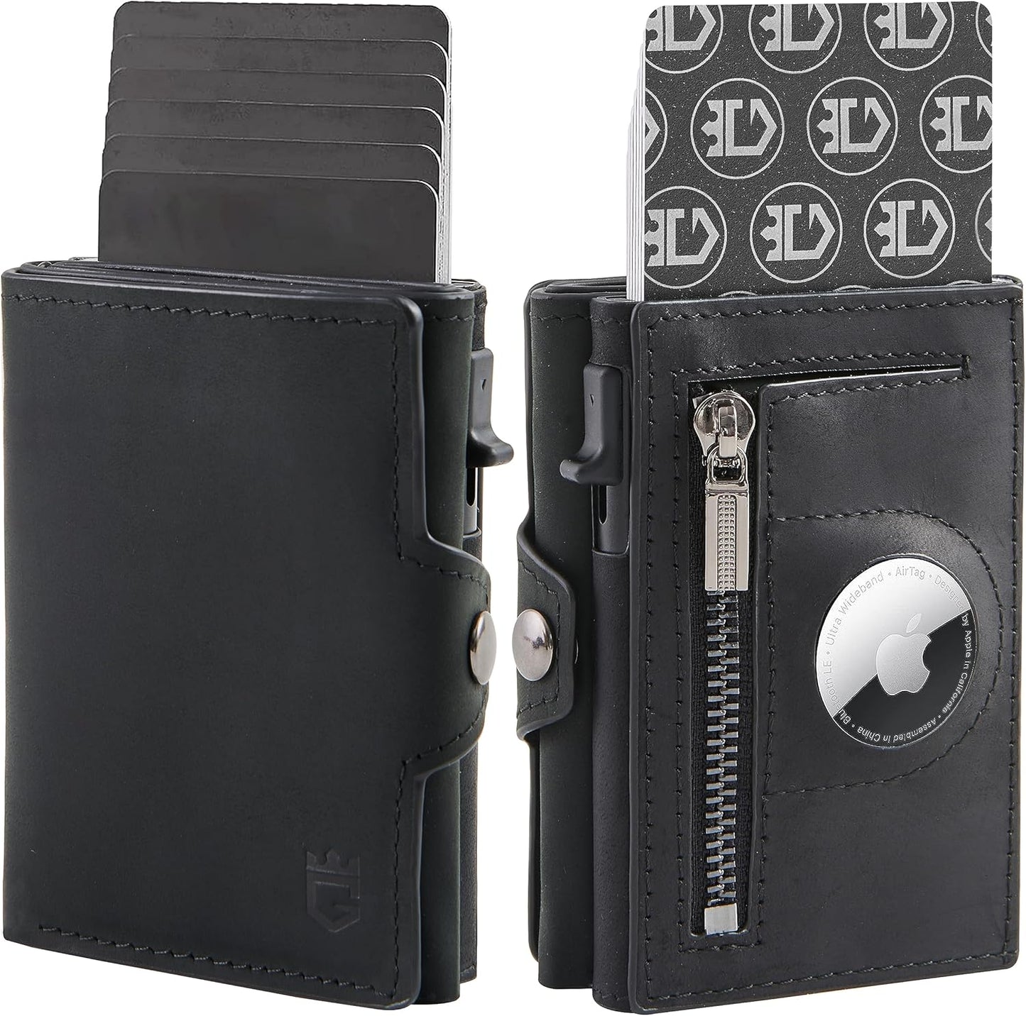 Large Capacity Wallet - Black, Nylon, Leather, Aluminum, Pop-Up, Spacious, ID Window, Photo Slot, Scratch Resistant, Lightweight, Secret Compartment, Card Holder