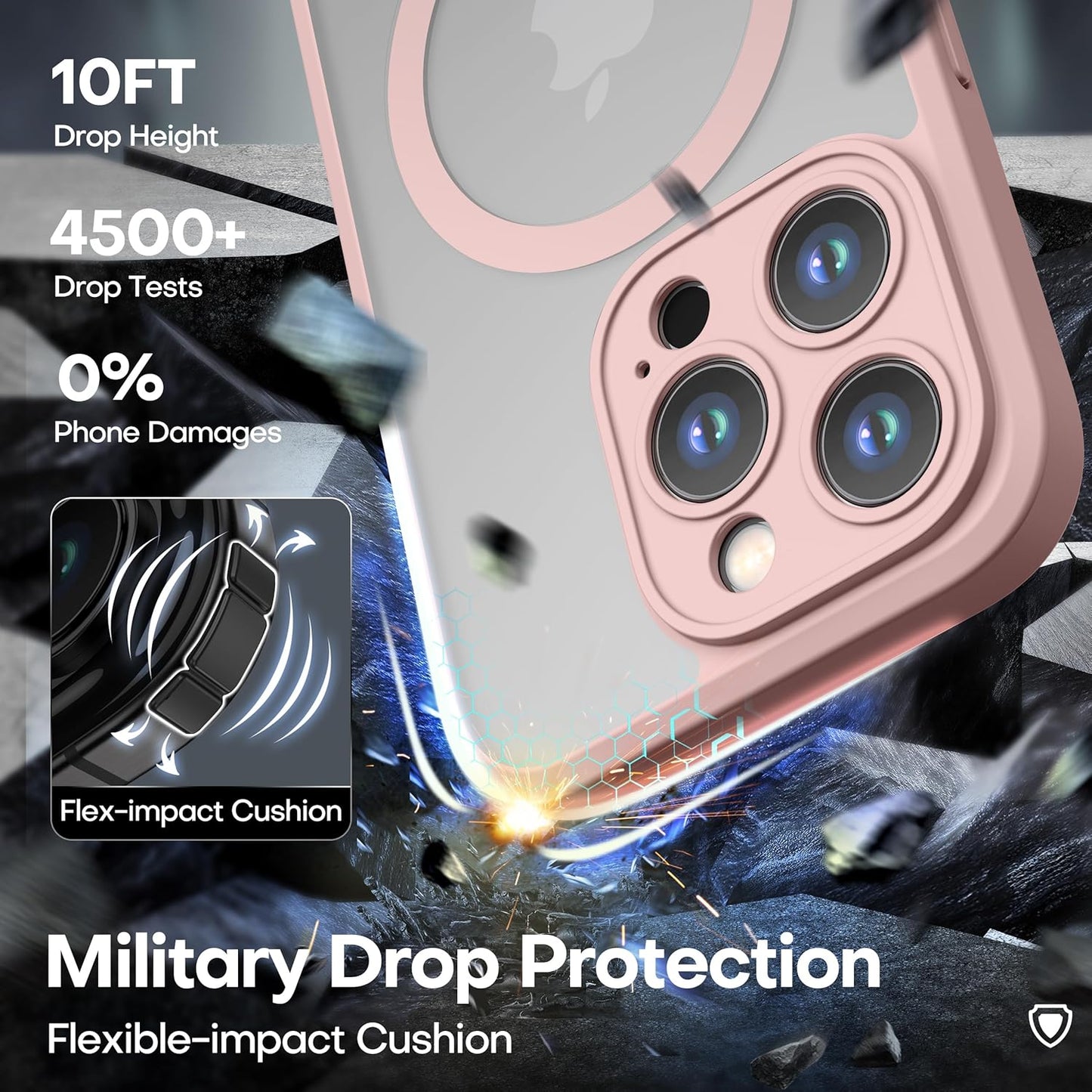 CellEver Strong Magnetic for iPhone 15 Pro Case [Camera Protection] [Military Grade Drop Tested] [Compatible with MagSafe] Slim Translucent Matte Phone Case (6.1") - Pink