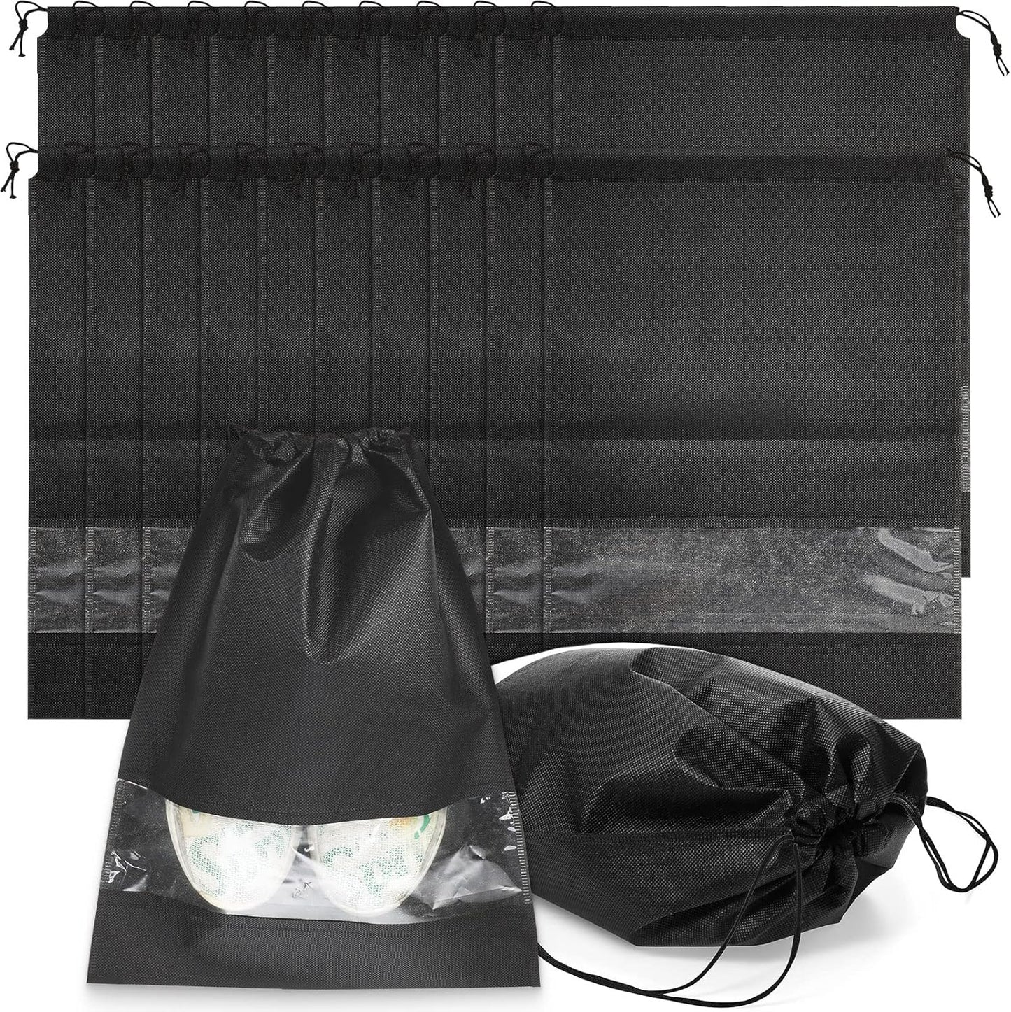 50 Pieces Shoe Dust Bags Shoe Bags for Travel Shoe Bags for Storage Shoe Storage Bag Non-Woven with Rope for Men and Women Large Shoes Storage Packing Pouch Organizers