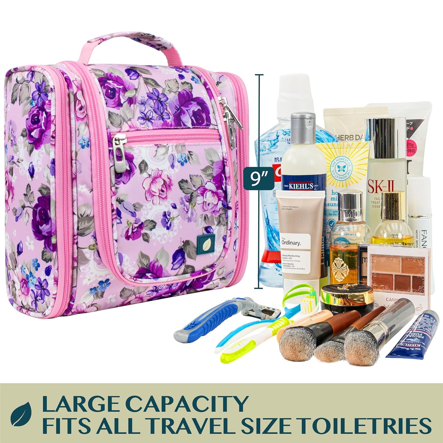 PAVILIA Toiletry Bag Travel Bag for Women Men, Hanging Cosmetic Organizer, Water Resistant Makeup