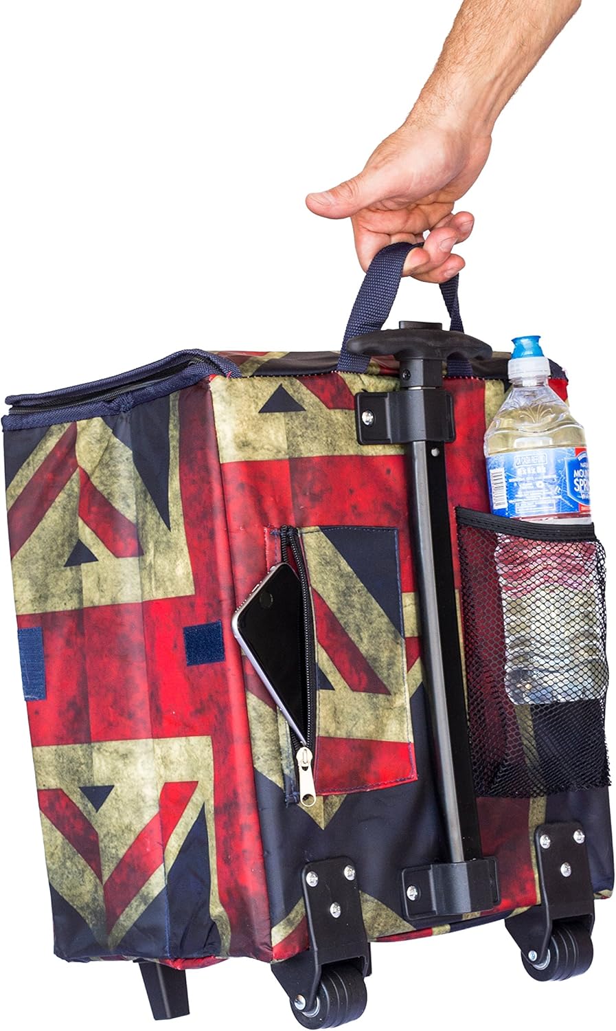dbest products Smart Cart, Britain Collapsible Rolling Utility Cart Basket Grocery Shopping Teacher Hobby Craft Art