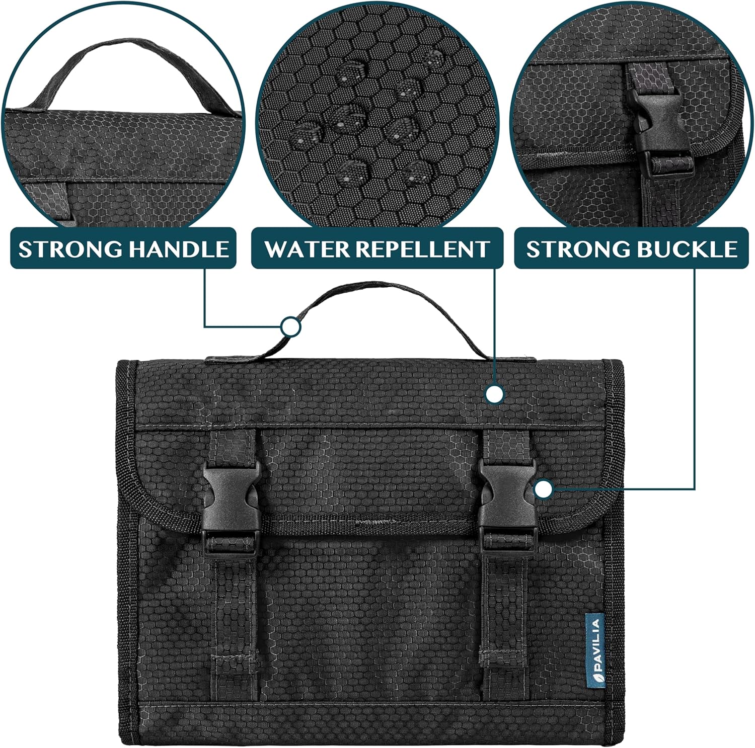PAVILIA Travel Hanging Toiletry Bag for Women Men, Large Capacity Makeup Bag Kit, Waterproof