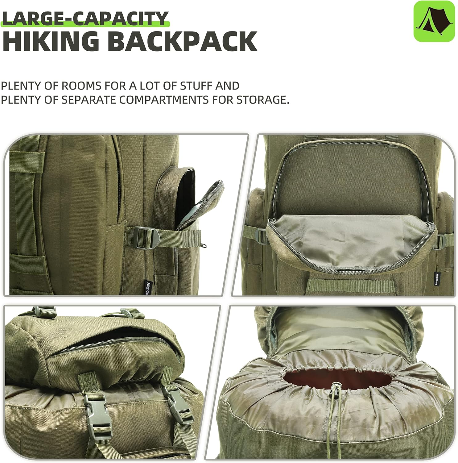 King'sGuard 100L Camping Hiking Backpack Molle Rucksack Military Camping Backpacking Daypack