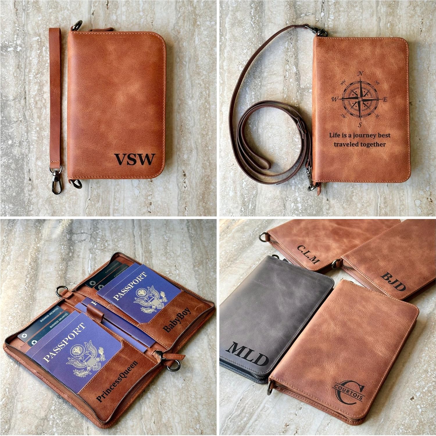 Personalized Leather Passport Holder, Handmade Travel Wallet with Card Slots, Pen Slot | Protector