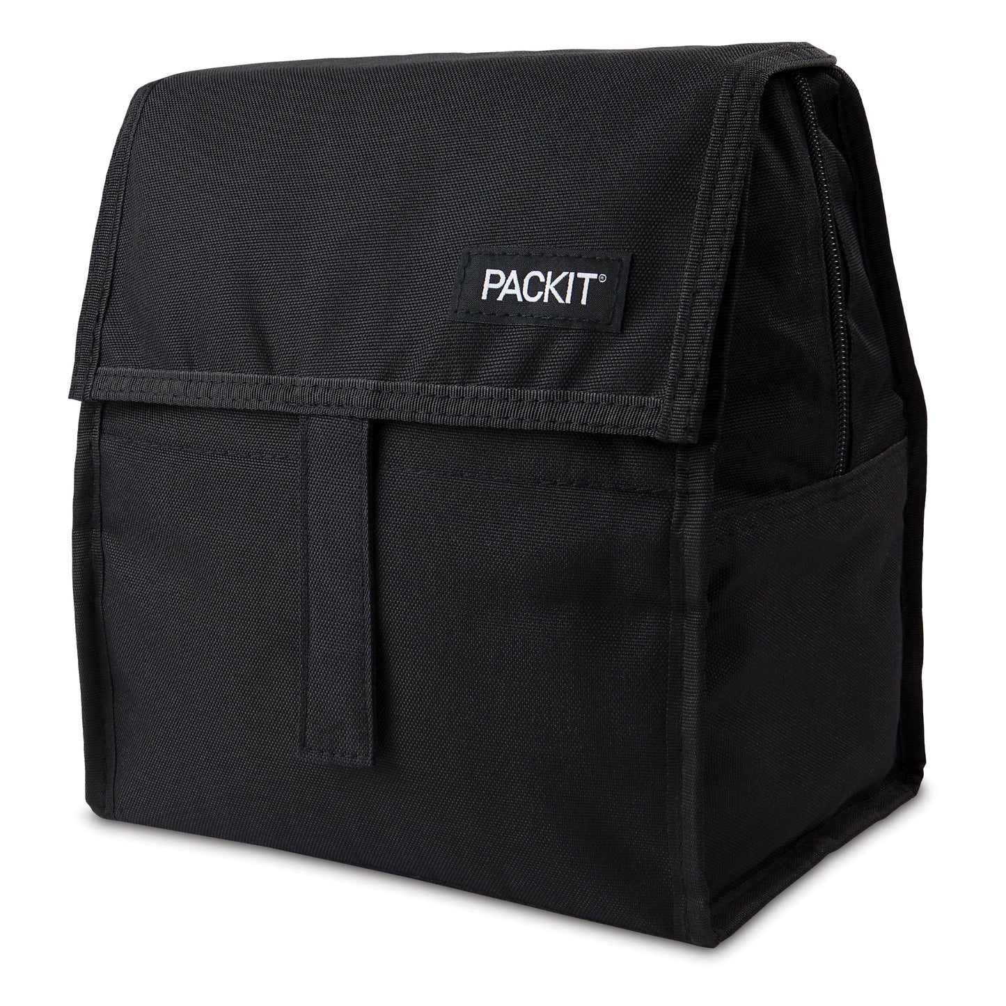 PackIt Freezable Lunch Bag, Black, Built with EcoFreeze Technology, Foldable, Reusable, Zip and